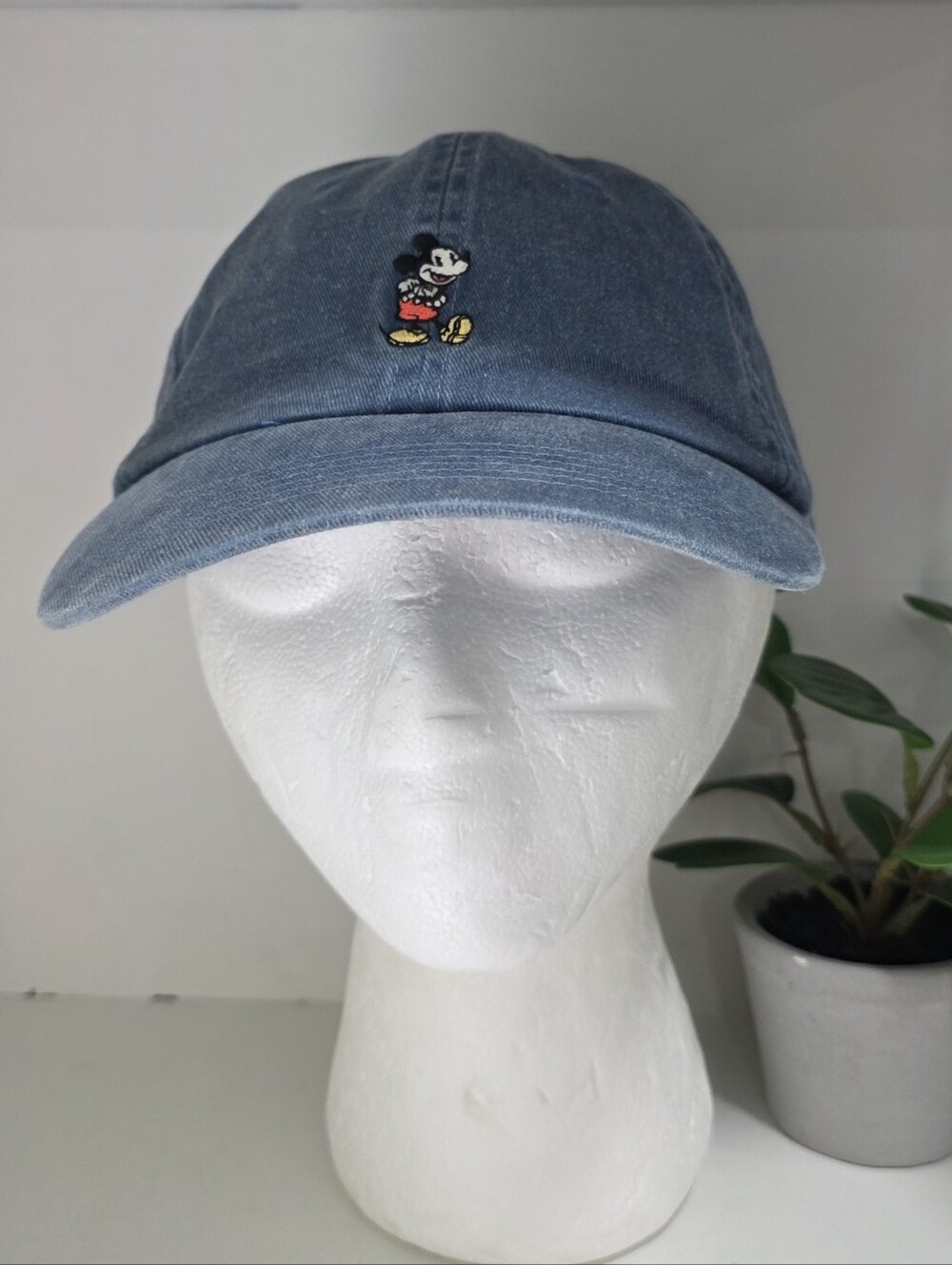 Disney Vintage Blue Denim Mickey Mouse Embroidered Baseball Cap